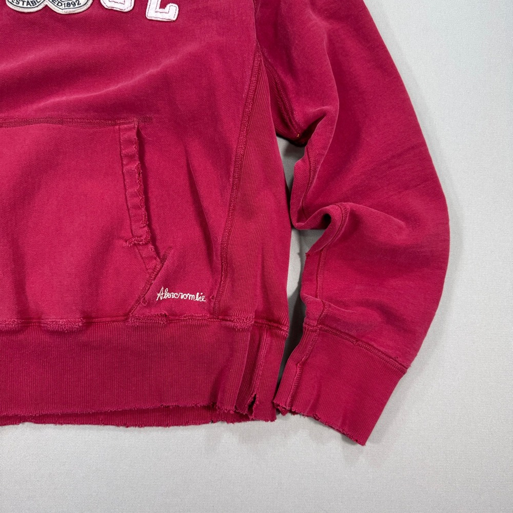 90s Abercrombie & Fitch Hoodie Men's Large Red AF 92 Streetwear Vintage Thrashed - Picture 4 of 10